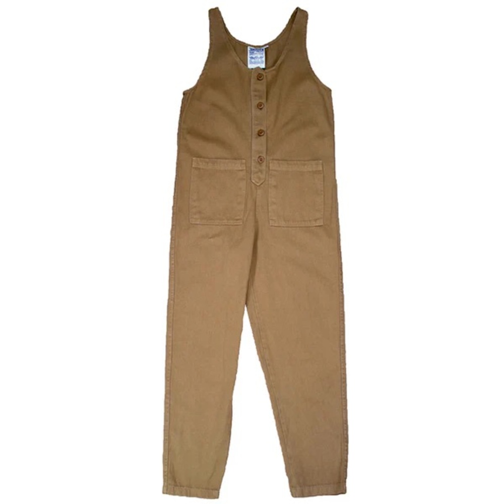 Jungmaven Women's Tan Sleeveless Button-Front Jumpsuit